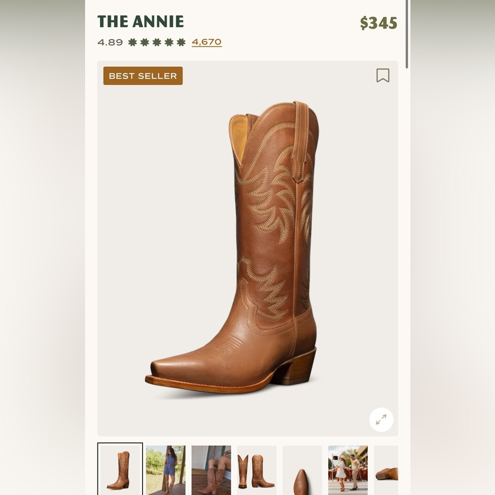 Size 8 Tecovas boots. Style-Annie